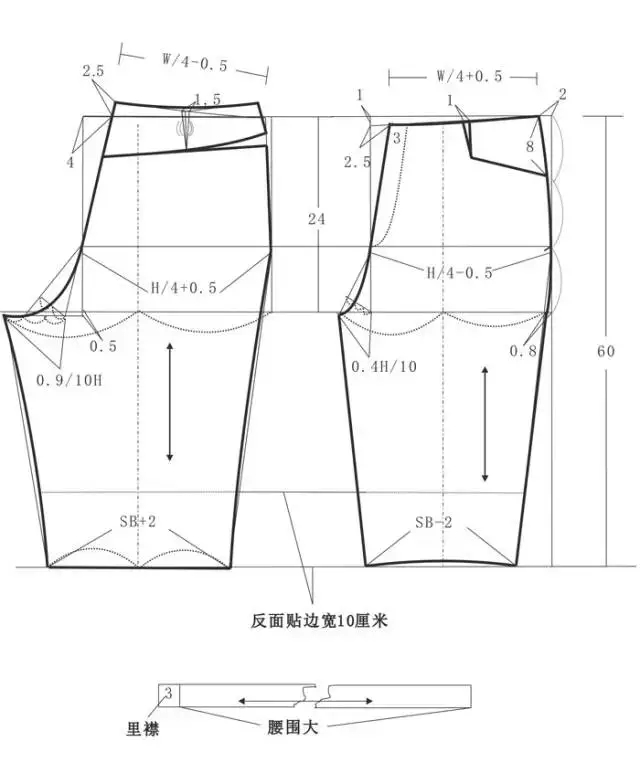 白色无领长上衣的结构图纸及工艺要求