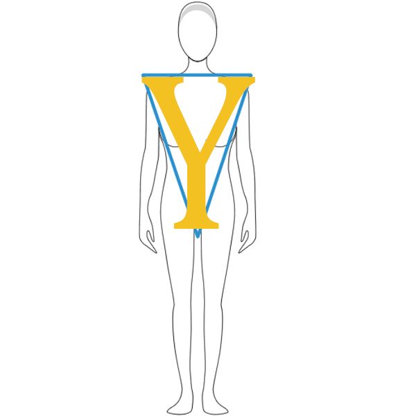 y型:倒三角身,肩宽胯窄,上半身结实.