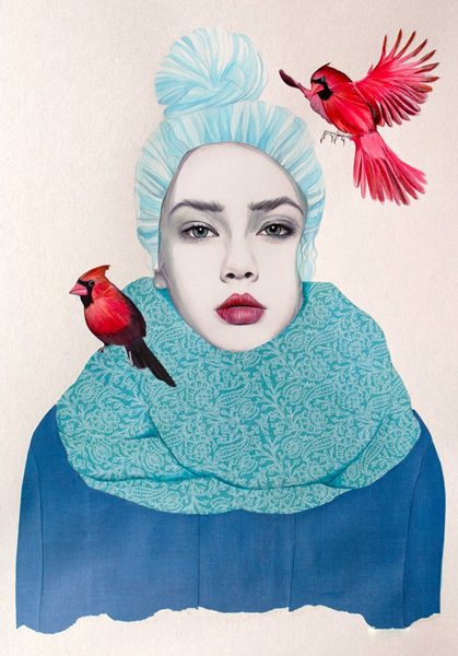 现代女性和时尚偶像中取材,绘制出笔法细腻,色彩生动的插画作品